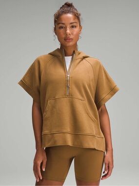 Lululemon Scuba Oversized Half Zip Hoodie Poncho Cape Funnel Neck Brown M/L